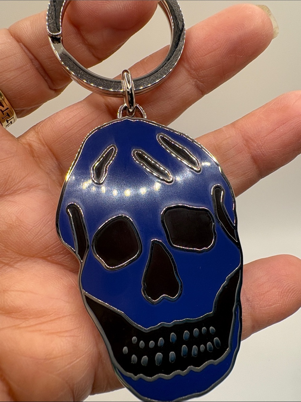 Alexander McQueen Blue & Black Skull Keychain